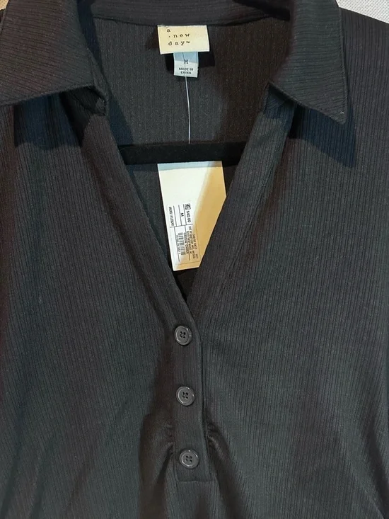 a new day Black Ribbed V-Neck Midi Dress - Picture 3 of 6